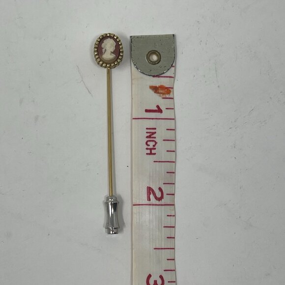 Vintage Cameo Stick Pin With Gold Tone & Silver Tone Accents - Picture 3 of 3
